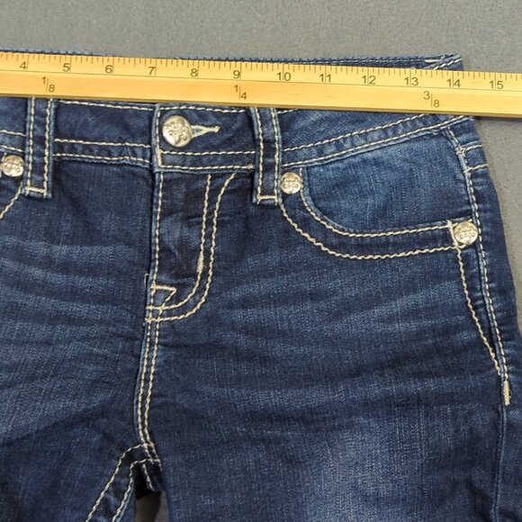 Miss Me Jeans Women's 26 Blue Straight Denim Embellished Pockets - Picture 6 of 13